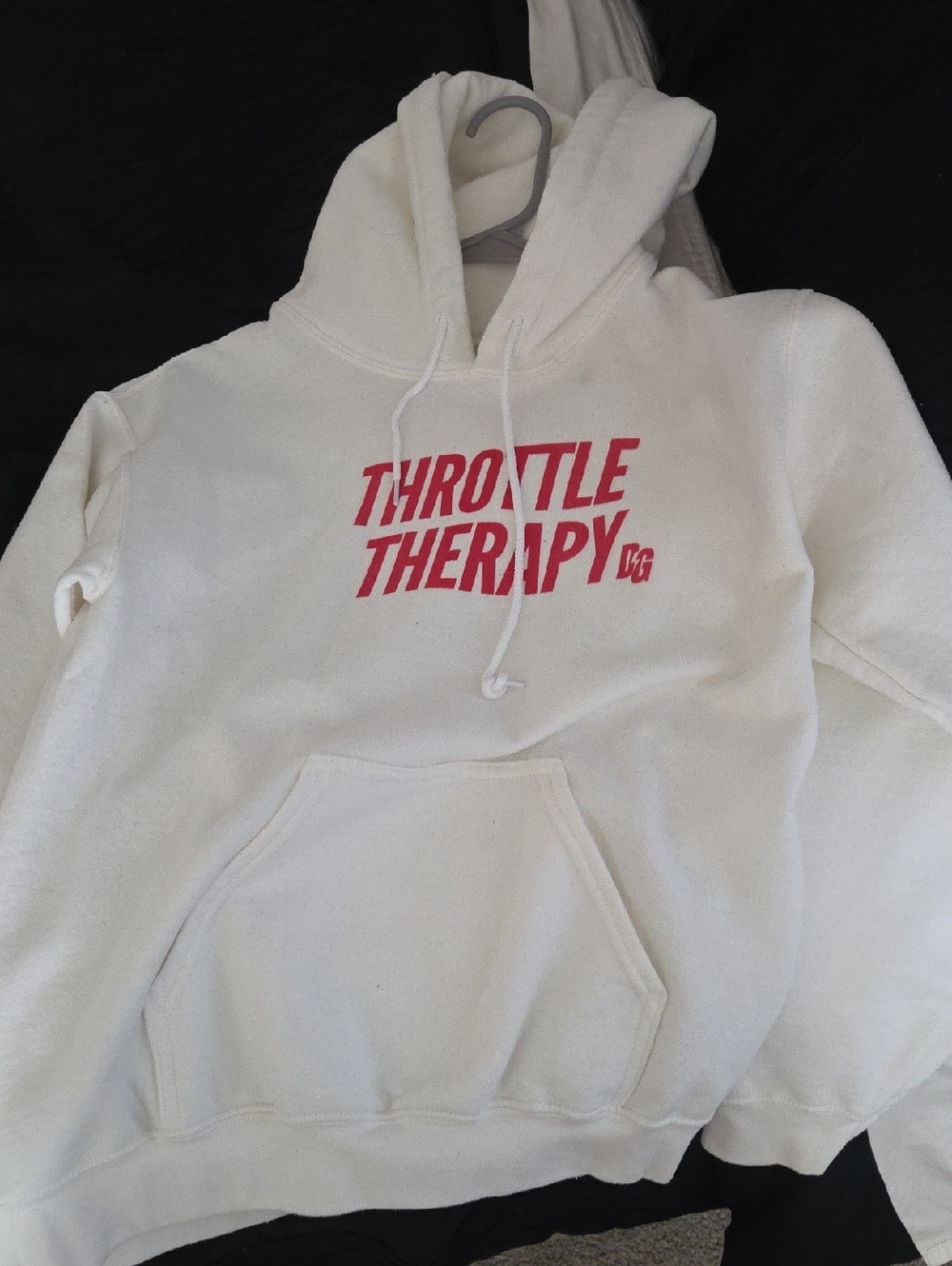 Throttle Therapy White Hoodie with Red Logo
